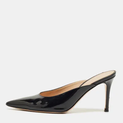 Pre-owned Gianvito Rossi Black Patent Plexi Mules Size 36