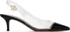 Gianvito Rossi Black Plexi Sling 55 Heels In Black+trasp