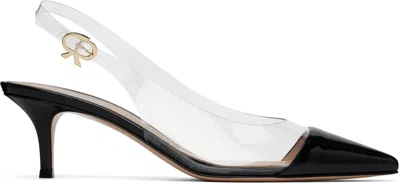 Gianvito Rossi Black Plexi Sling 55 Heels In Black+trasp