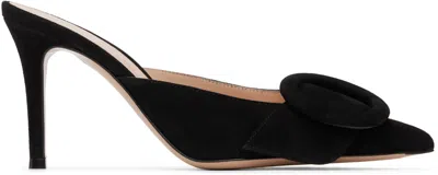 Gianvito Rossi Suede Portofino Heeled Mules 55 In Black Suede