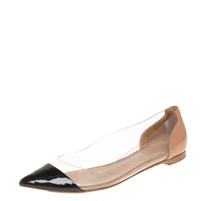 Gianvito Rossi Black Pvc And Patent Leather Plexi Pointed Toe Ballet Flats In Multi