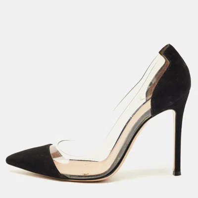 Pre-owned Gianvito Rossi Black Pvc And Suede Plexi Pumps Size 37