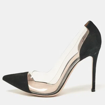 Pre-owned Gianvito Rossi Black Pvc And Suede Plexi Pumps Size 39.5