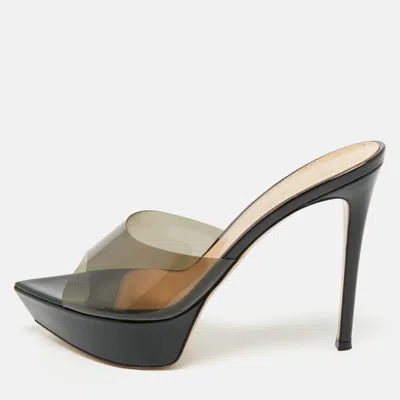 Gianvito Rossi Black Pvc Betty Platform Mules In Gray