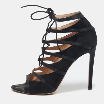 Gianvito Rossi Black Satin And Suede Strappy Sandals