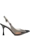 Gianvito Rossi 85 Patent Leather-trimmed Pvc Slingback Pumps In Black