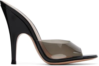Gianvito Rossi Lace Mules Shoes Glossy Open Toe Strap In Black
