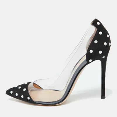 Pre-owned Gianvito Rossi Black Studded Suede And Pvc Plexi Pumps Size 36