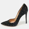 Gianvito Rossi Black Studded Suede Pointed-toe Pumps In Black