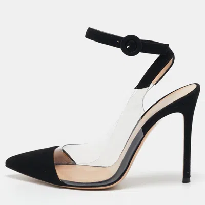 Gianvito Rossi Black Suede And Pvc Anise Ankle Strap Pumps