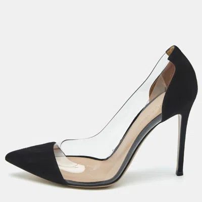 Pre-owned Gianvito Rossi Black Suede And Pvc Plexi Pumps Size 41
