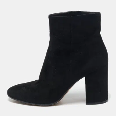 Pre-owned Gianvito Rossi Black Suede Ankle Length Boots Size 38.5