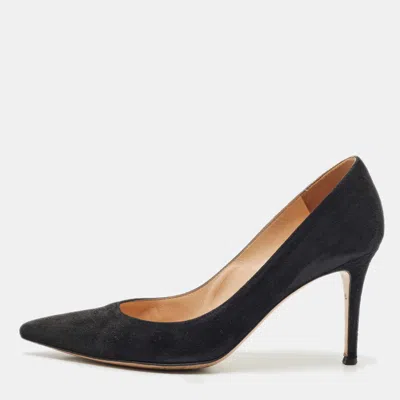 Pre-owned Gianvito Rossi Black Suede Gianvito 85 Pointed Toe Pumps Size 39