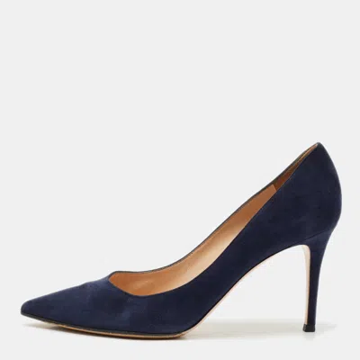 Pre-owned Gianvito Rossi Black Suede Gianvito 85 Pointed Toe Pumps Size 40