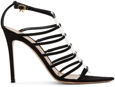 Gianvito Rossi Black Suede Heeled Sandals In Black+trasp