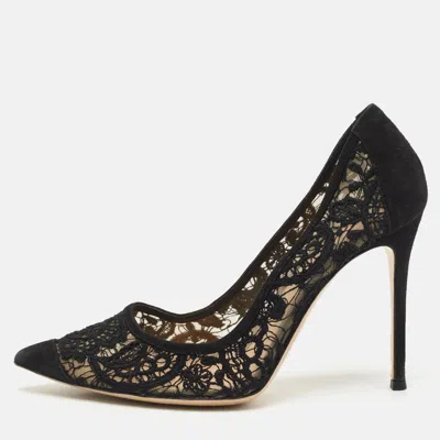 Pre-owned Gianvito Rossi Black Suede Pointed Toe Pumps Size 40.5