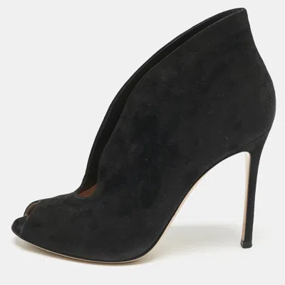 Pre-owned Gianvito Rossi Black Suede Vamp Booties Size 40