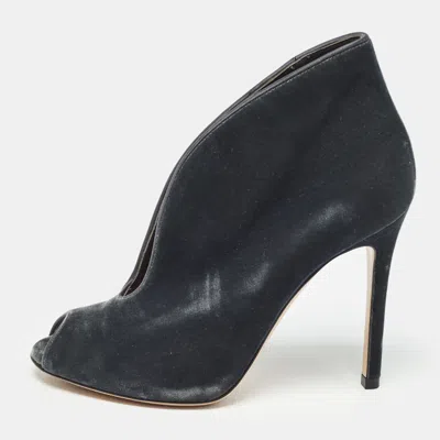 Pre-owned Gianvito Rossi Black Velvet Vamp Booties Size 36