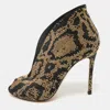 Gianvito Rossi Black/gold Crystal Embellished And Suede Vamp Peep Toe Booties In Multi