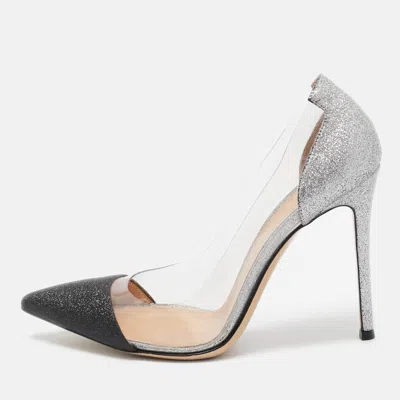 Gianvito Rossi Black/silver Glitter And Pvc Plexi Pumps In Multi