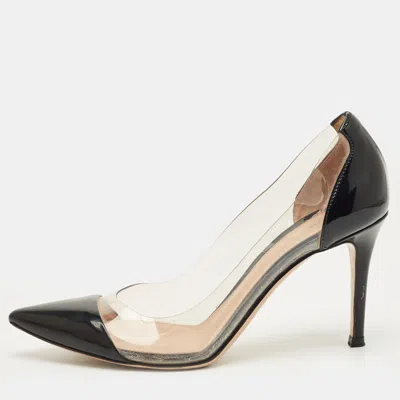 Pre-owned Gianvito Rossi Black/transparent Patent Leather And Pvc Plexi Pumps Size 36.5