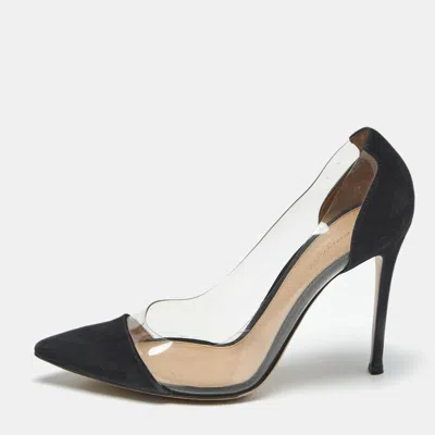 Pre-owned Gianvito Rossi Black/transparent Suede And Pvc Plexi Pumps Size 41
