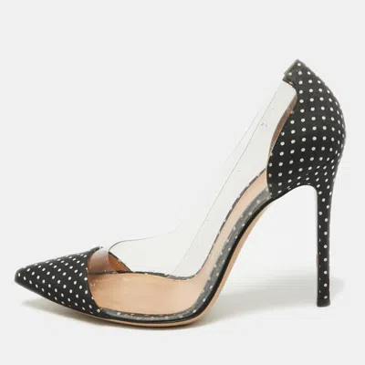 Gianvito Rossi Black/white Fabric And Pvc Plexi Pumps