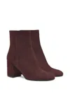 Gianvito Rossi Joelle Suede Block-heel Booties In Burgundy