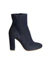 Gianvito Rossi Block Heel Ankle Boots In Blue Denim In Blue