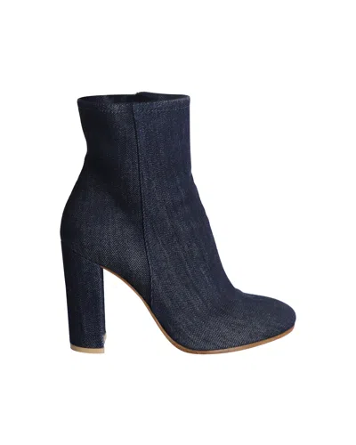 Gianvito Rossi Block Heel Ankle Boots In Blue Denim