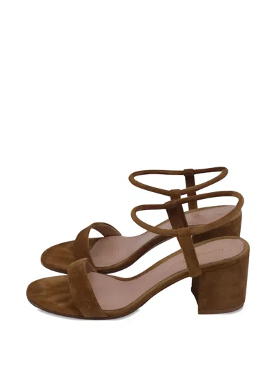 Pre-owned Gianvito Rossi Block-heel Ankle-strap Sandals In Brown