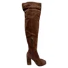 Gianvito Rossi Block-heel Knee-high Boots In Brown Suede In Brown