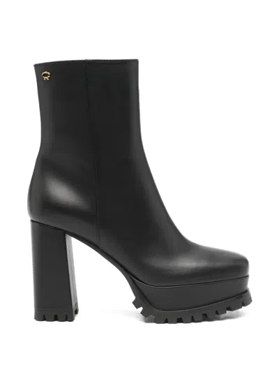 Gianvito Rossi Block-heel Leather Ankle Boots In Black