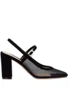 Gianvito Rossi Block-heel Stap-detail Pumps In Black
