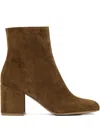Gianvito Rossi Mid-height Suede Ankle Boots In Brown