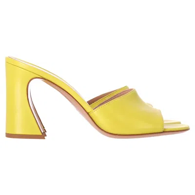 Gianvito Rossi Block Slide Heels In Yellow Leather