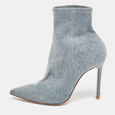 Gianvito Rossi Blue Denim Pointed Toe Ankle Length Boots