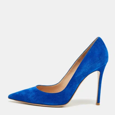 Pre-owned Gianvito Rossi Blue Suede Gianvito 105 Pumps Size 38.5