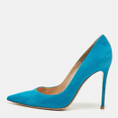 Pre-owned Gianvito Rossi Blue Suede Portofino Pumps Size 39