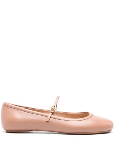Gianvito Rossi Blush Beige Leather Ballet Flats For Women