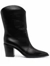 Gianvito Rossi Pointed Toe Block Heel Leather Boots In Black