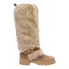 Gianvito Rossi Shearling-trimmed Suede Knee-high Boots In Beige