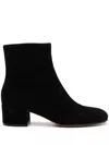 Gianvito Rossi Joelle Suede Block-heel Booties In Black