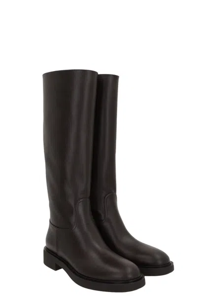 Gianvito Rossi Ascott Leather Knee-high Boots In Brown
