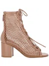 Gianvito Rossi Open-toe Mesh Ankle Boots With In Pink