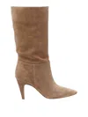 Gianvito Rossi Pointed Toe Suede Finish Ankle Boots In Brown