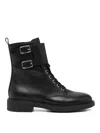 Gianvito Rossi Leather Buckle Cuff Combat Booties In Black