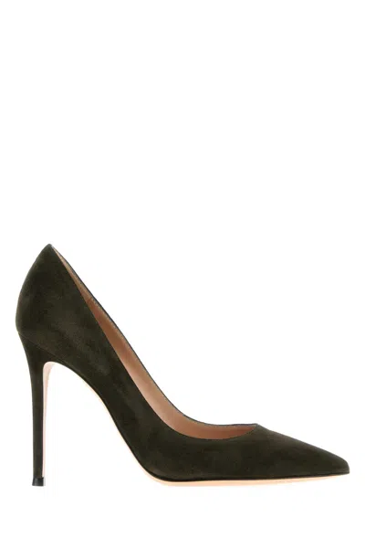 Gianvito Rossi Bottle Green Suede Pumps