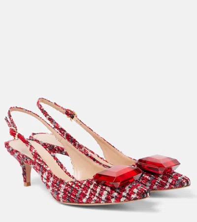 Gianvito Rossi Jaipur Bouclé Slingback Pumps In Red