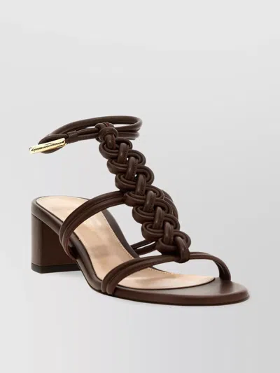 Gianvito Rossi Braided Block Heel Open Toe Sandals